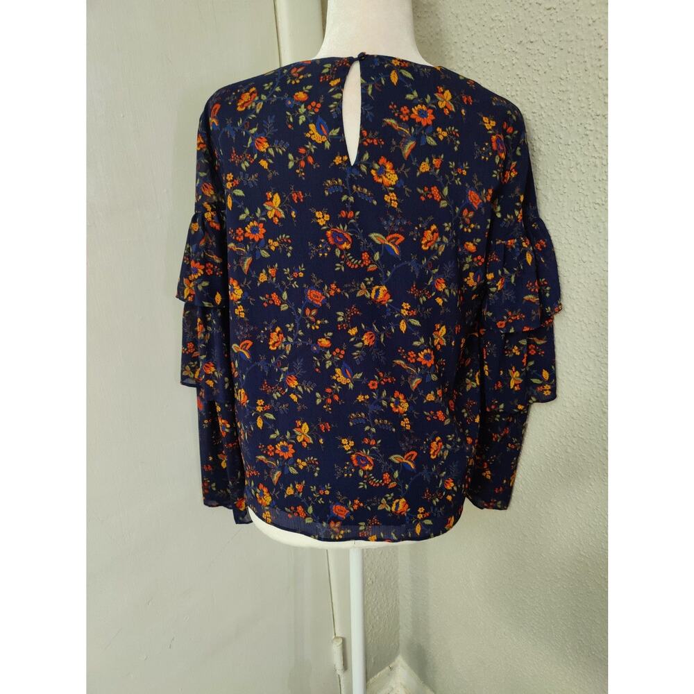 Madewell Ruffle Sleeve Climbing Vine Multicolor Floral Blouse M Boho Cottagecore - Picture 4 of 9